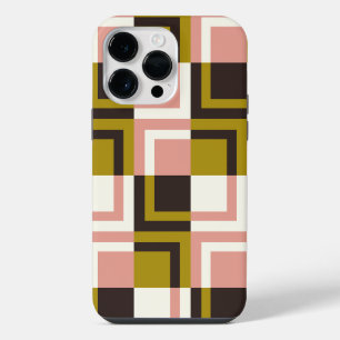 Gold Pink Chocolate Ivory Plaid iPhone 14 Pro Max Case