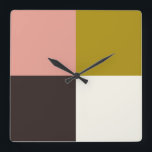 Gold Pink Chocolate Ivory Square Wall Clock<br><div class="desc">2022-23</div>