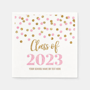 Gold Pink Confetti Class of 2023  Napkins