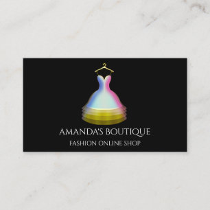 Gold Pink Dress Logo Fashion Boutique Online Shop  Business Card