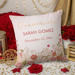 gold pink elegant quinceanera  cushion
