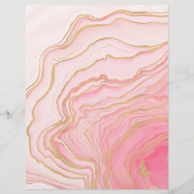 Gold Pink Fluid Liquid Painting Custom Letterhead (Front)