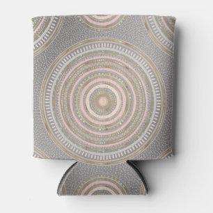 Gold Pink Geometric Doodles Grey Gradient Mandala Can Cooler