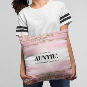 Gold Pink Gift for Auntie with Names Cushion