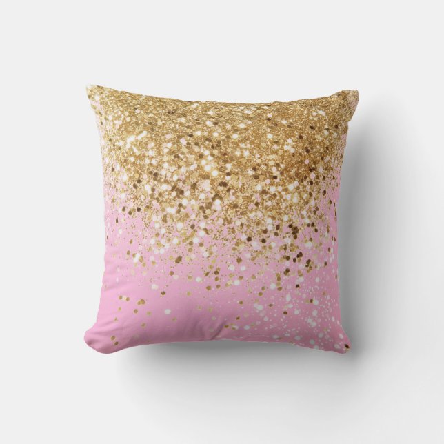 Gold Pink Glitter #1 Cushion (Front)