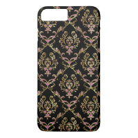 Gold & Pink Glitter Floral Baroque Damasks
