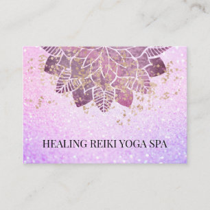 *~* Gold Pink Glitter Spiritual Yoga Reiki Mandala Business Card