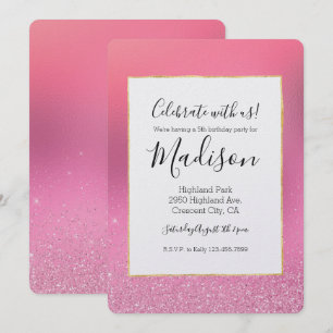Gold Pink Glitz Invitation