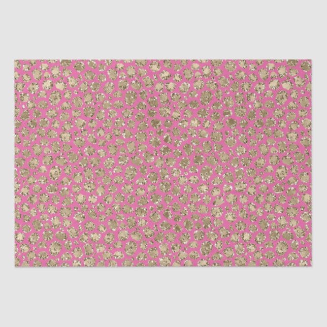 Gold Pink Glitz Leopard Print Tissue Paper (Front)