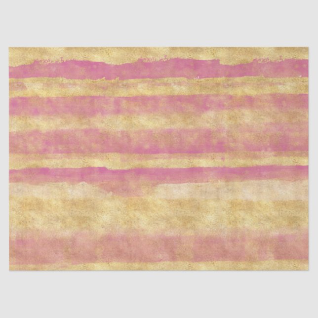 Gold Pink Glitz Stripes Tissue Paper (Front)