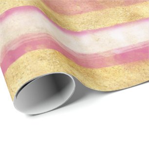 Gold Pink Glitz Stripes Wrapping Paper