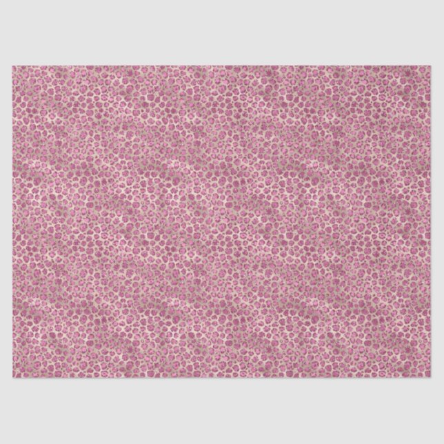 Gold Pink Glitzy Glitter Leopard Print Tissue Paper (Front)