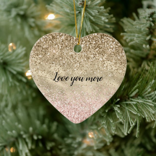 Gold Pink Glitzy Glitter Love Ceramic Tree Decoration (Tree)