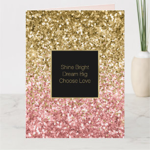 Gold Pink Glitzy Glitter Sparkle Card