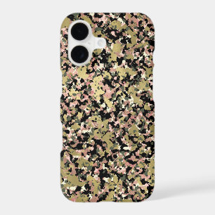 Gold Pink Green Black Camouflage Pattern Print