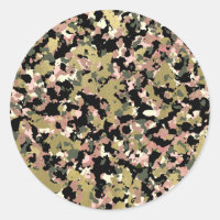 Gold Pink Green Black Camouflage Pattern Print