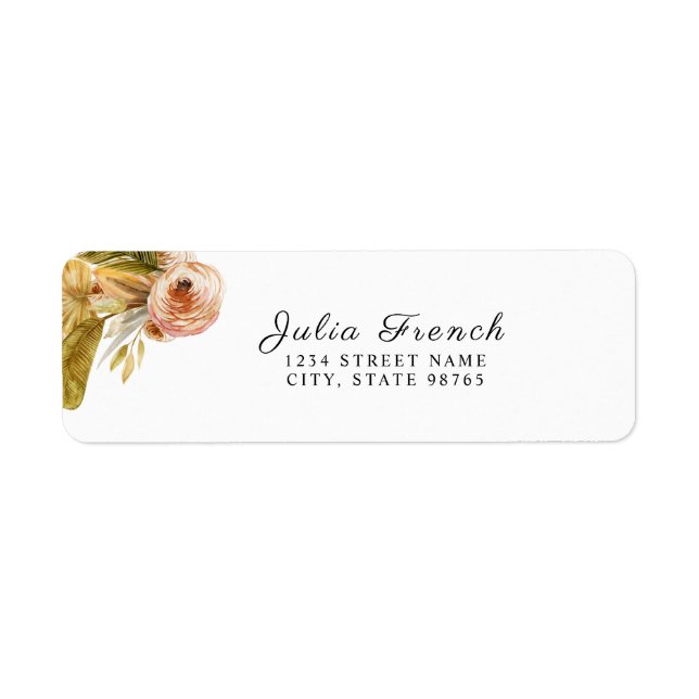 Gold Pink Green Boho Return Address Label (Front)