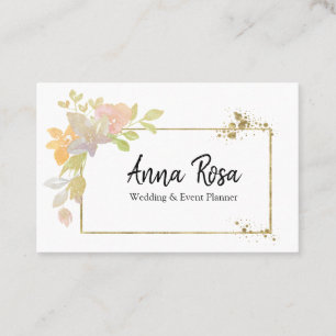 *~* Gold Pink Lavender Elegant Watercolor Flower Business Card