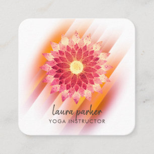 Gold Pink Lotus Flower Yoga Instructor Zen Art Square Business Card