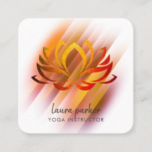 Gold Pink Lotus Flower Yoga Instructor Zen Art Square Business Card