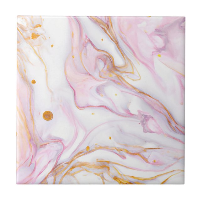  Gold Pink Marble 3 Stones Ceramic Tile (Front)
