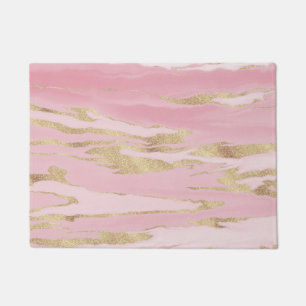 Gold Pink Marble Abstract Painting Doormat