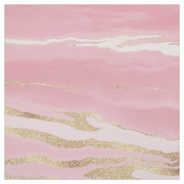 Gold Pink Marble Abstract Painting Fabric (Swatch)