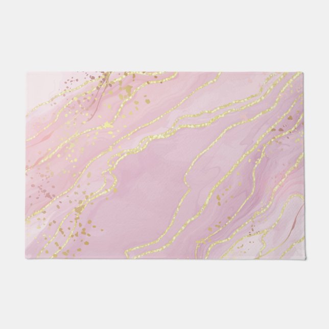 Gold Pink Marble  Doormat (Front)