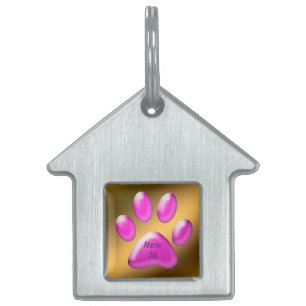 Gold Pink Pet ID Tag