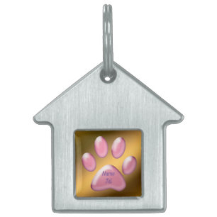 Gold Pink Pet ID Tag