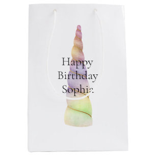 Gold Pink Purple Lime Unicorn Birthday Medium Gift Bag