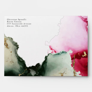 Gold Pink Sage Green 2 Watercolor Envelope