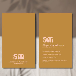 Gold Pink Simple Monogram Minimalist Business Card