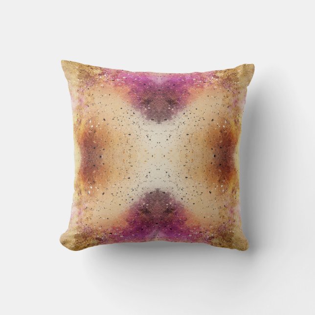 Gold Pink Sky Watercolour Cushion (Front)