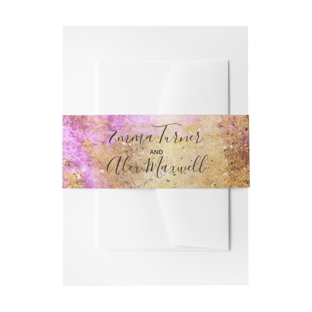 Gold Pink Sky | Wedding Invitation Belly Band (Front Example)