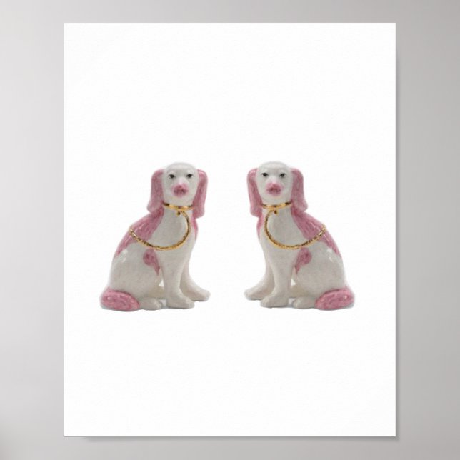 Gold Pink Staffordshire Dog Dogs Print Art Poster  (Front)