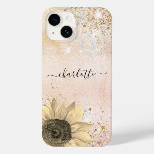 Gold pink sunflower rustic name Case-Mate iPhone 14 case
