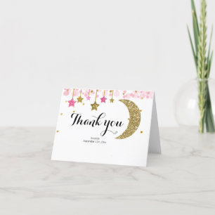 Gold Pink twinkle twinkle Thank You card