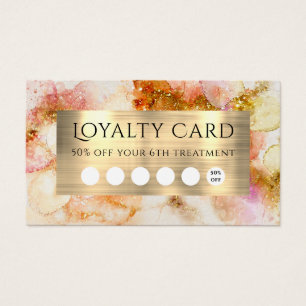 gold pink watercolor faux foil loyalty card