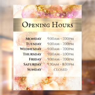 Gold Pink Watercolor Faux Foil Opening Hours