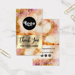 gold pink watercolor faux foil package insert