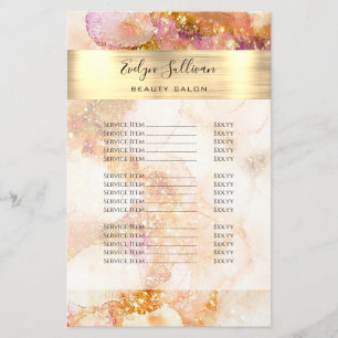 Gold Pink Watercolor Faux Foil Price List Flyer