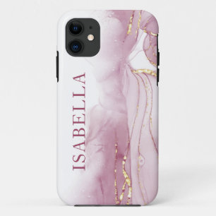 Gold Pink Watercolor Personalize Case-Mate iPhone Case