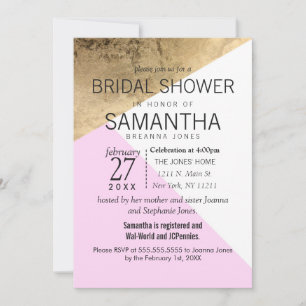 Gold Pink White Geo Triangles Bridal Shower Invite