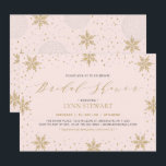 Gold & Pink Winter Snowflake Wedding Bridal Shower Invitation<br><div class="desc">Celebrate your special day with this winter bridal shower invitation. This design features stylish typography,  snowflakes,  and sparkles in gold & blush pink colour combinations. Perfect for a winter bridal shower,  or Christmas holiday wedding shower.  More invitations and party supplies are available at my shop BaraBomWedding.</div>