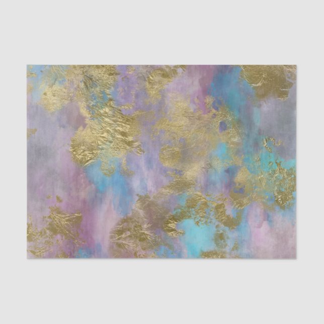 Gold, Pinks and Blues Fine Decoupage Paper (Front)