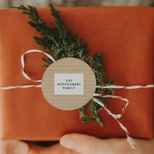 Gold Pinstripe Classic Round Sticker