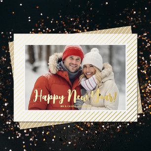 Gold Pinstripe Foil Happy New Year