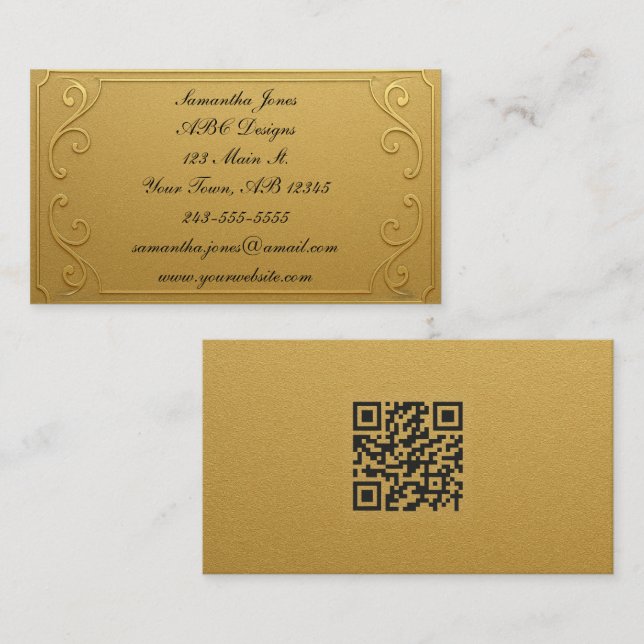 Gold Plaque QR Code Business Card (Front/Back)