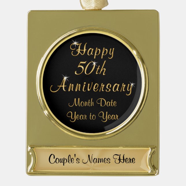 Gold Plate Personalised 50th Anniversary Ornaments (Front)